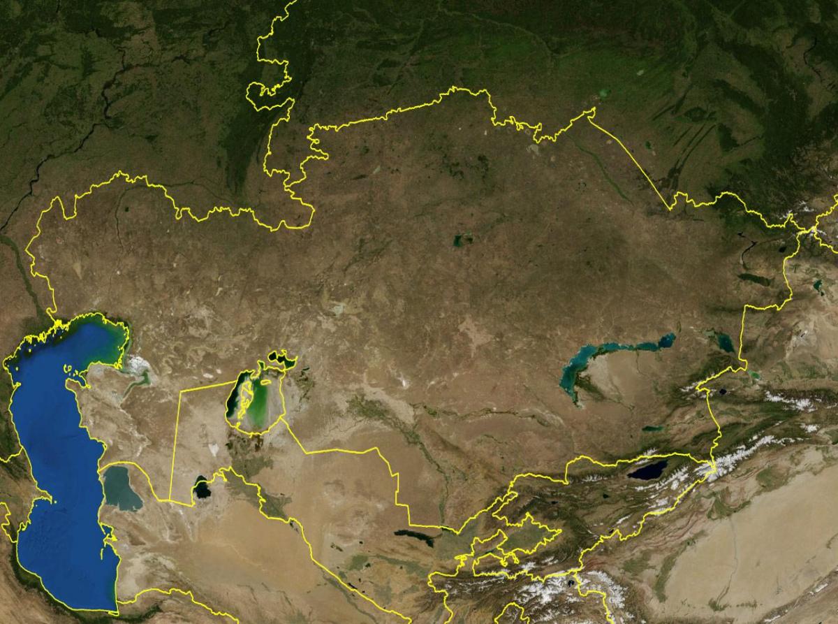 מפה של קזחסטן טופוגרפית