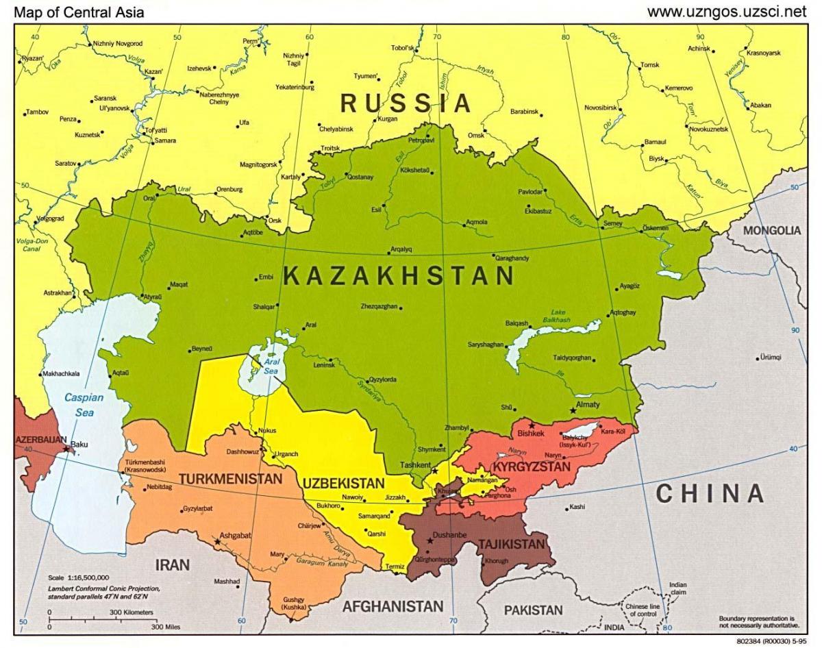 מפה של קזחסטן מפת אסיה